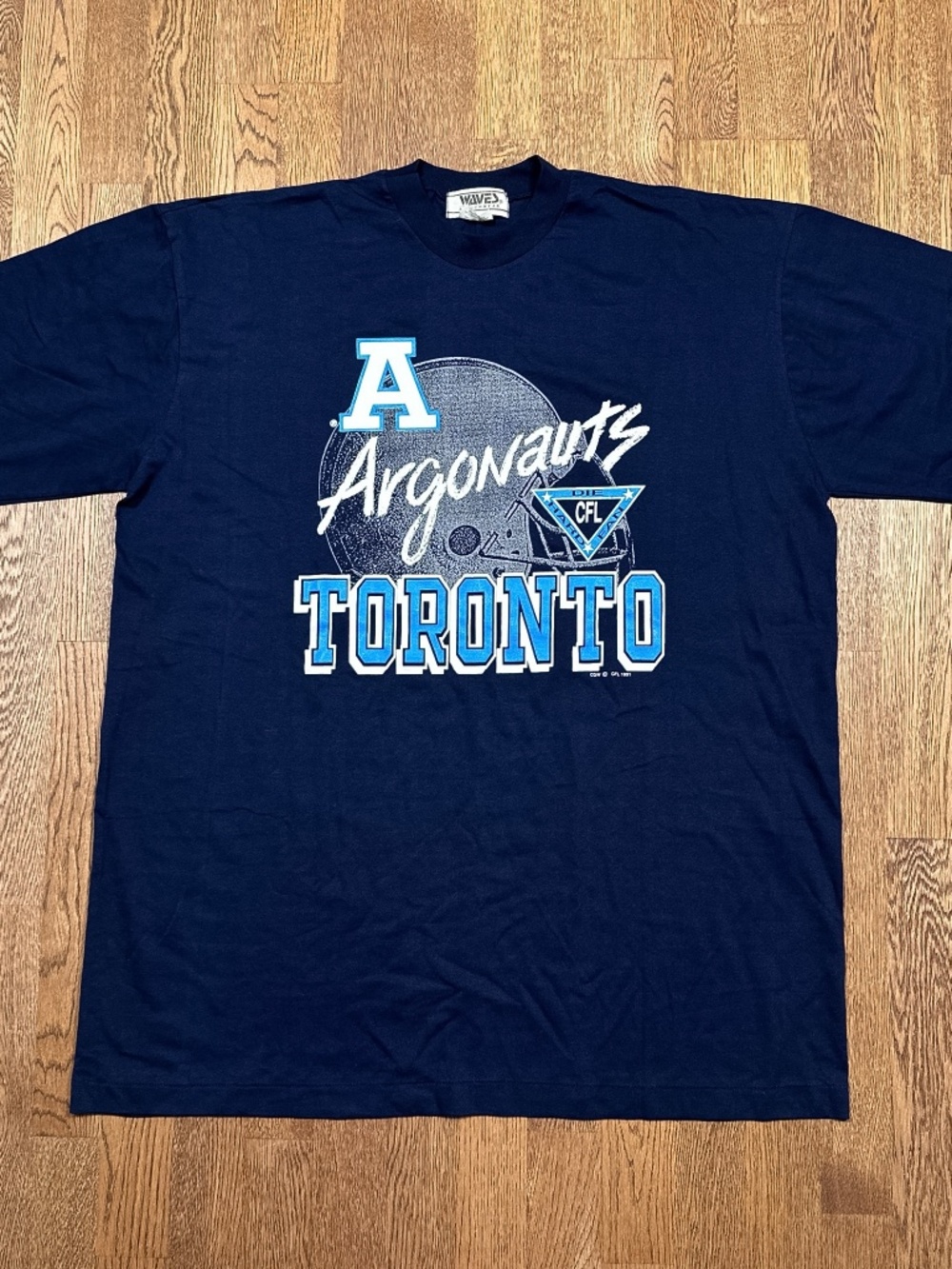 Vintage 90s Waves Toronto Argonauts Argos Single Stitch T Shirt Mens 2XL